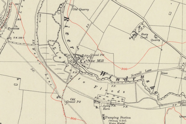 A map from 1898 showing the area around New Mill, Witney