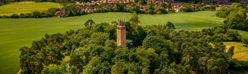A shot of Farringdon Folly from the air.