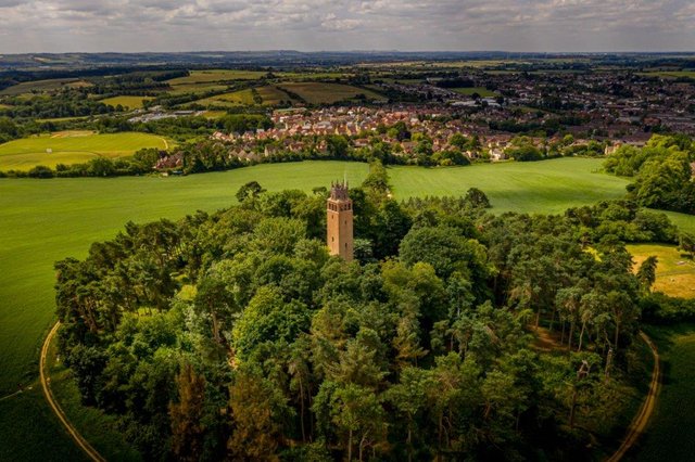 A shot of Farringdon Folly from the air.